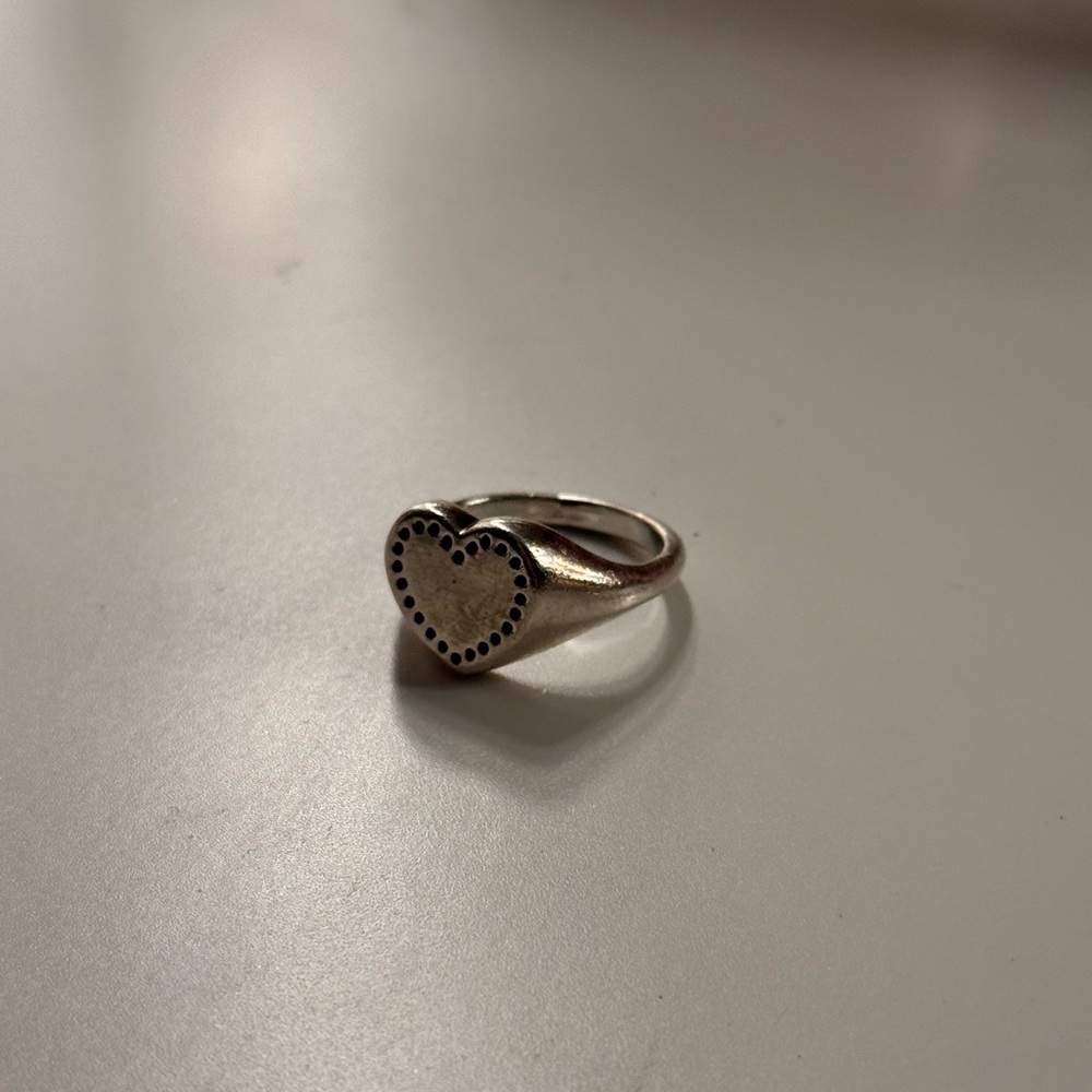 Pandora Silver Heart Ring with Dotted Design